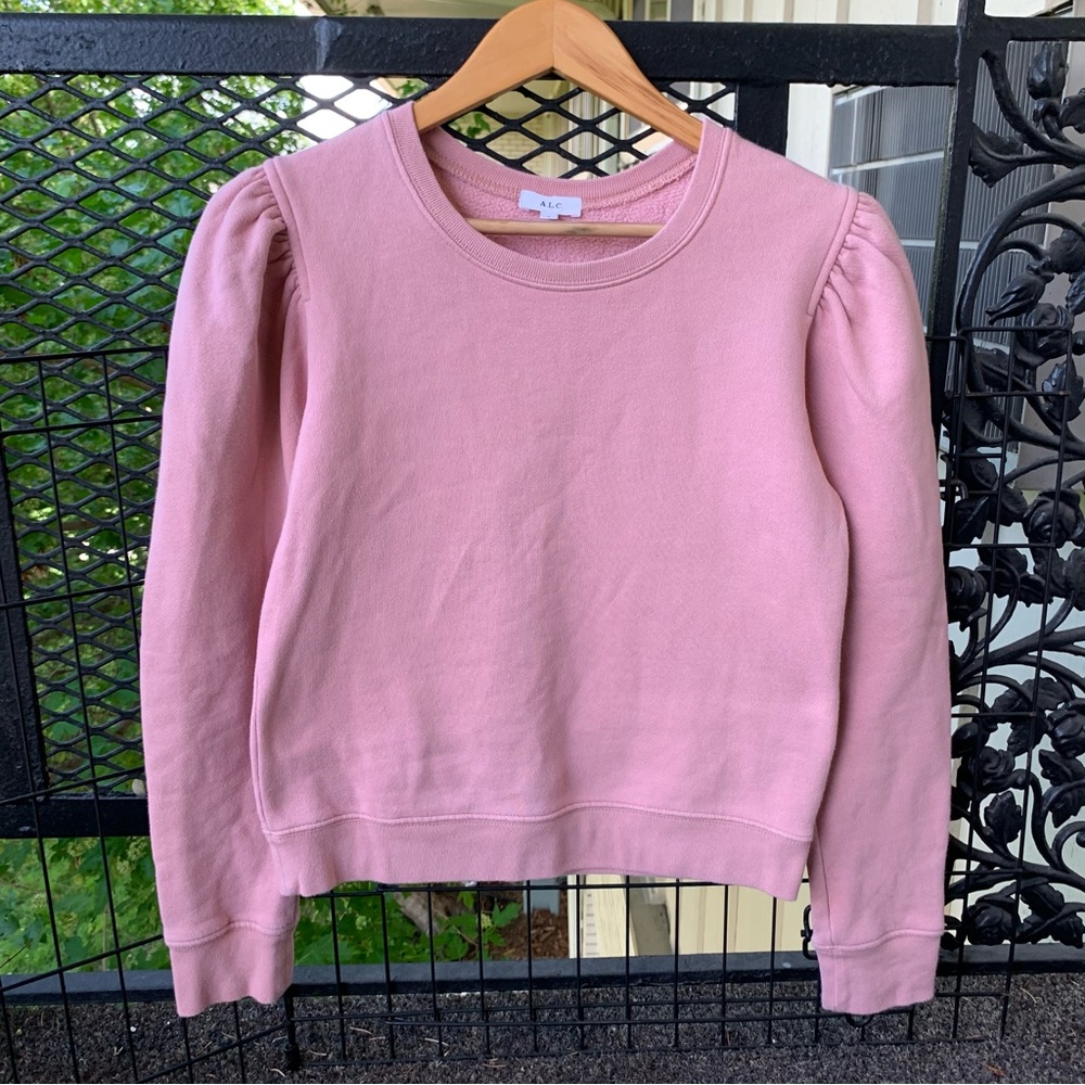 A.L.C. Puff Sleeve Pink Pullover Sweatshirt